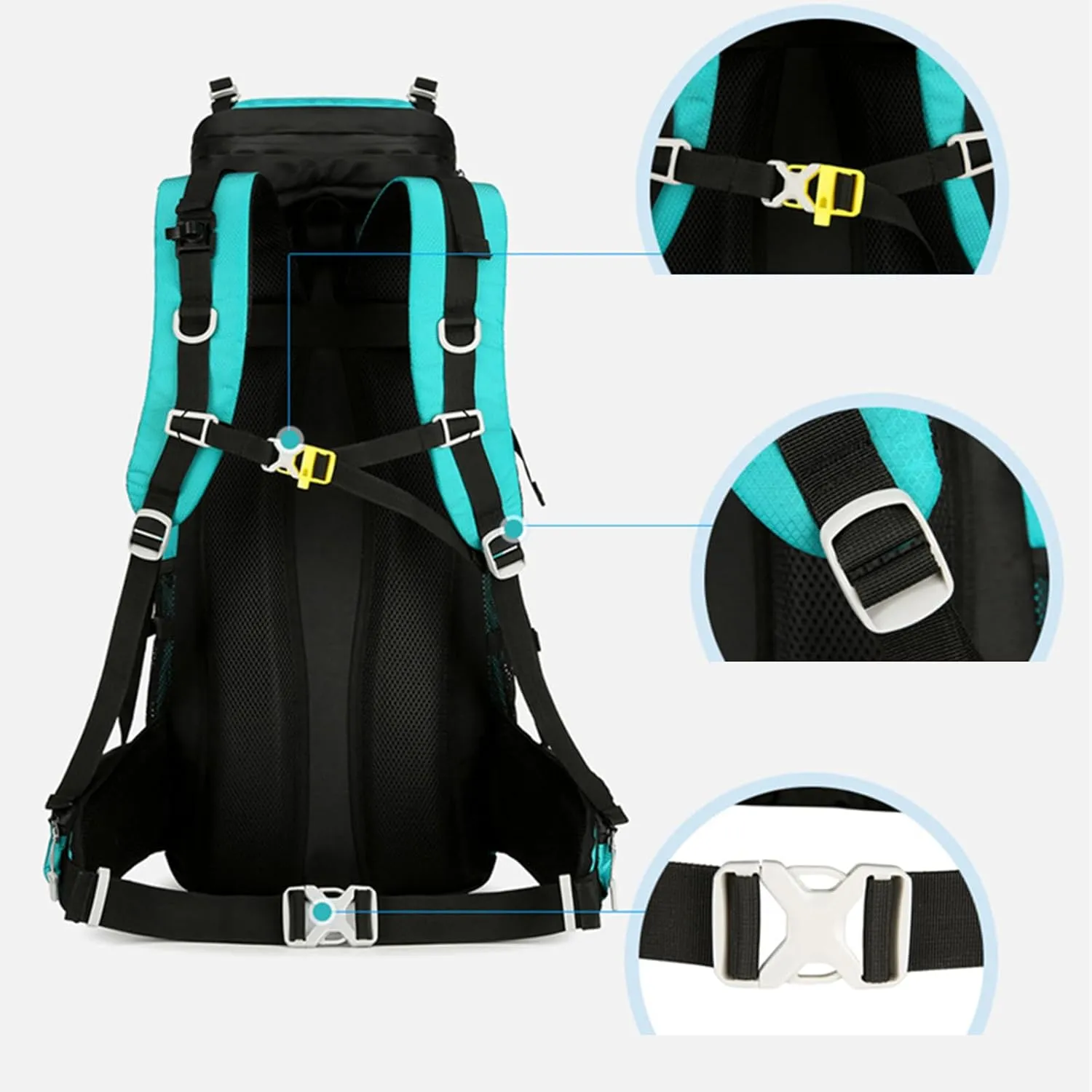 Durable Outdoor Hiking Camping Backpack 60L Capacity Mountaineering Sports Rucksack for Women and Men, Deep Blue, app. 34x25x72cm /13.38x9.84x28.34in