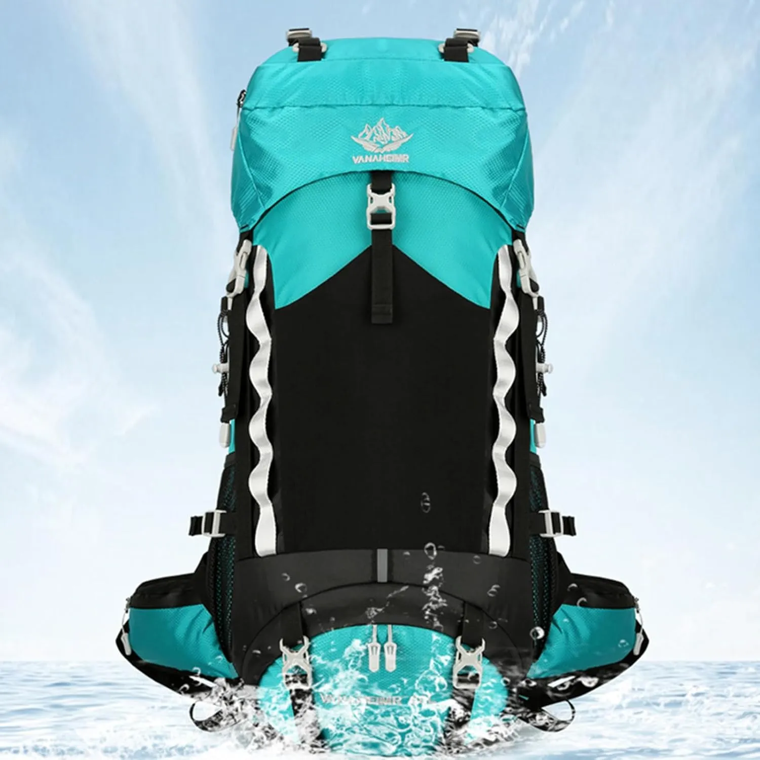 Durable Outdoor Hiking Camping Backpack 60L Capacity Mountaineering Sports Rucksack for Women and Men, Deep Blue, app. 34x25x72cm /13.38x9.84x28.34in