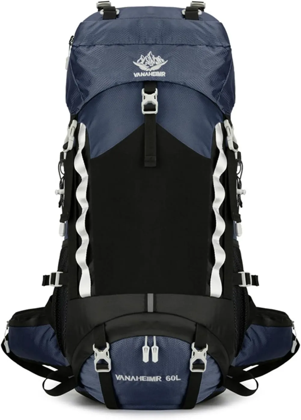 Durable Outdoor Hiking Camping Backpack 60L Capacity Mountaineering Sports Rucksack for Women and Men, Deep Blue, app. 34x25x72cm /13.38x9.84x28.34in