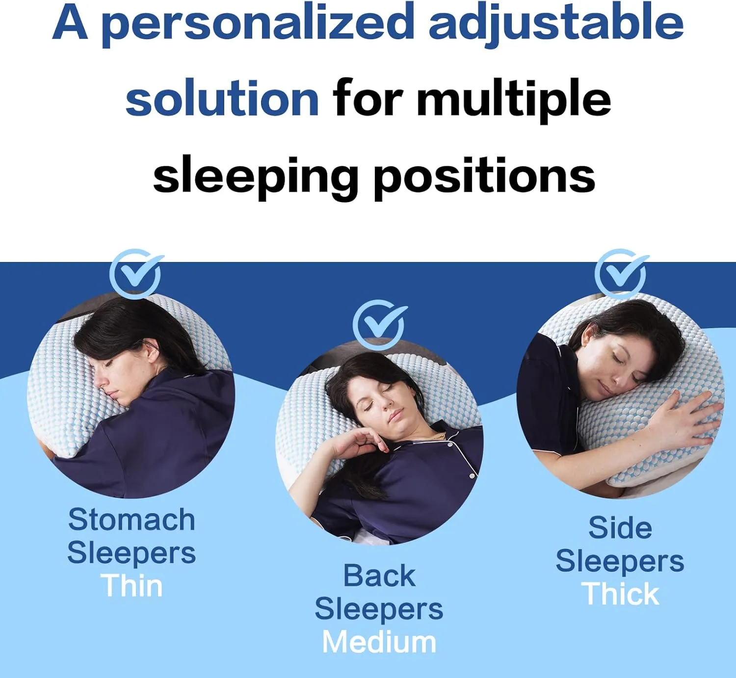 EASELAND Firm Pillow Shredded Memory Foam(Adjustable Loft), Cooling Breathable for Sleeping Standard Size 2 Pack