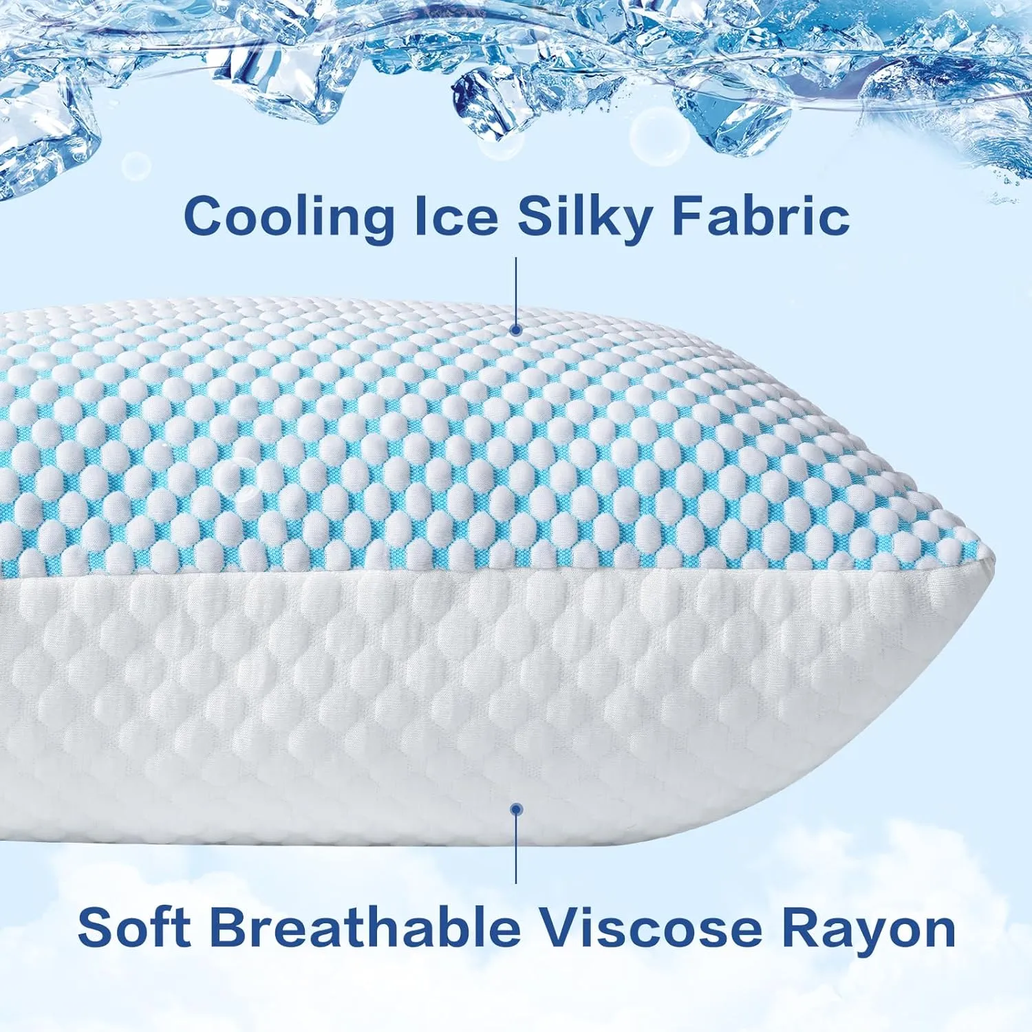 EASELAND Firm Pillow Shredded Memory Foam(Adjustable Loft), Cooling Breathable for Sleeping Standard Size 2 Pack