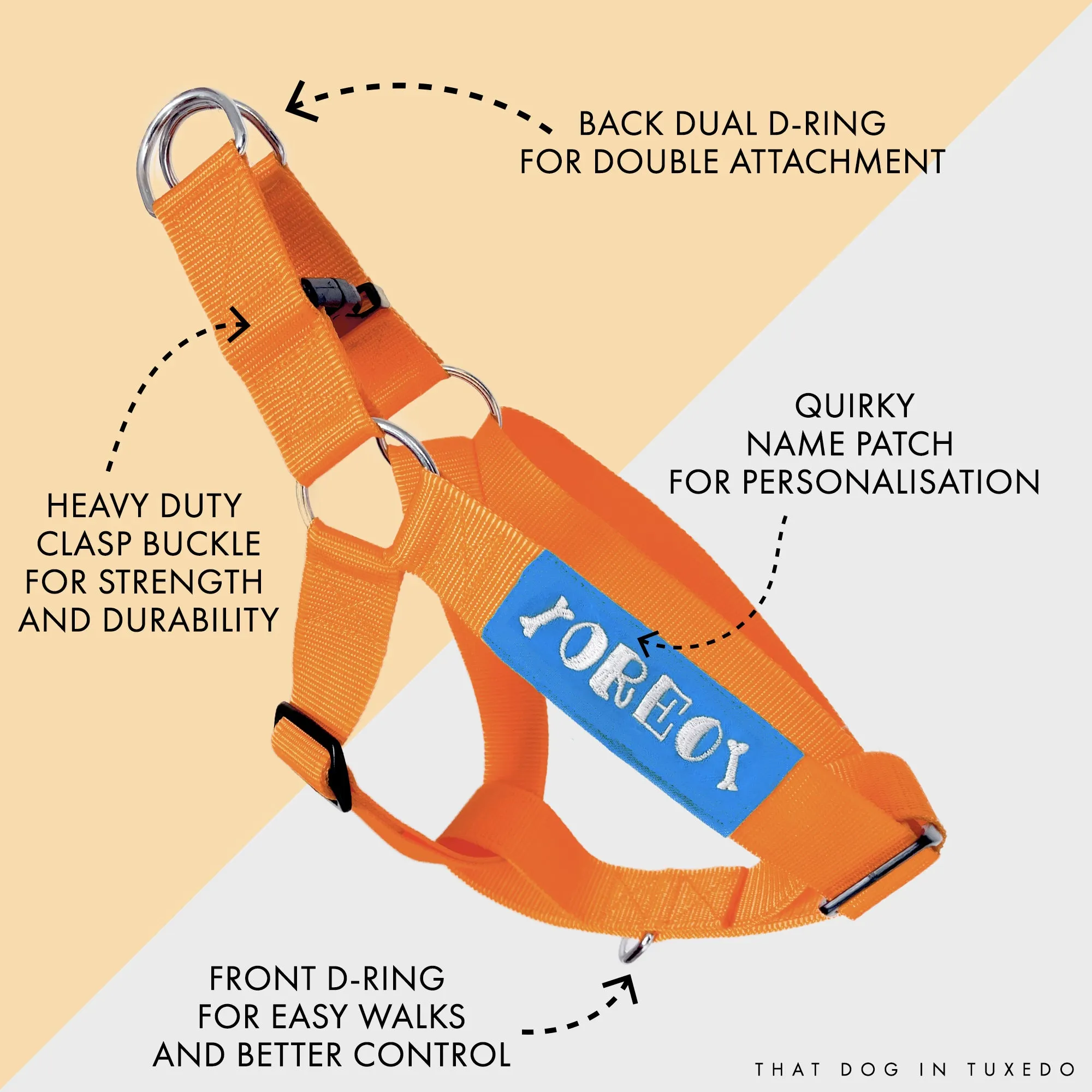 Easy Walk Step-In Name Harness - Orange