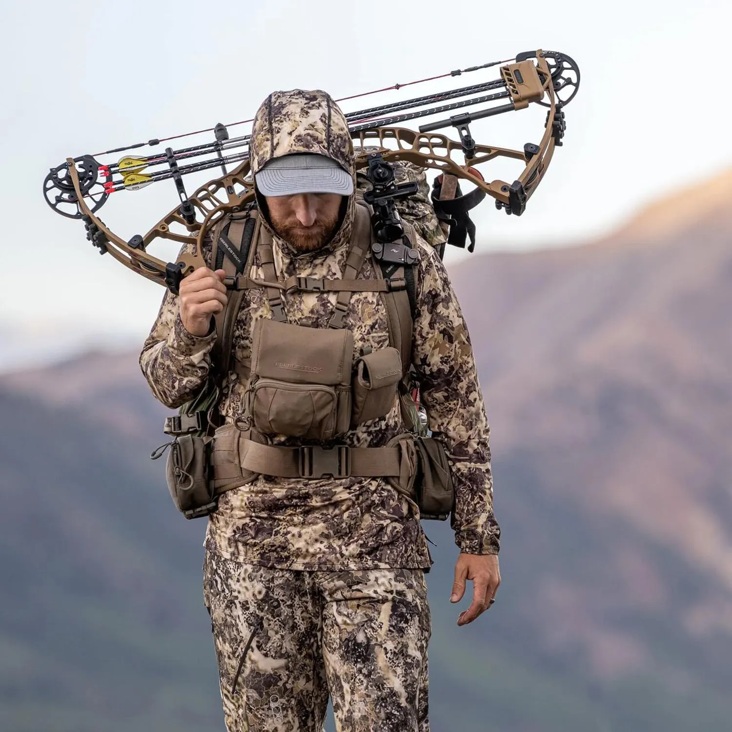 Eberlestock Recon Modular Bino Pack - Advanced Binocular Harness System with Customizable Attachments - Dry Earth - Large