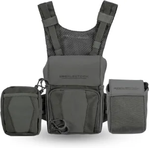 Eberlestock Recon Modular Bino Pack (Large), Rangefinder Pouch, and Utility Pouch Bundle - Gray - Advanced Binocular Harness System with Customizable Attachments