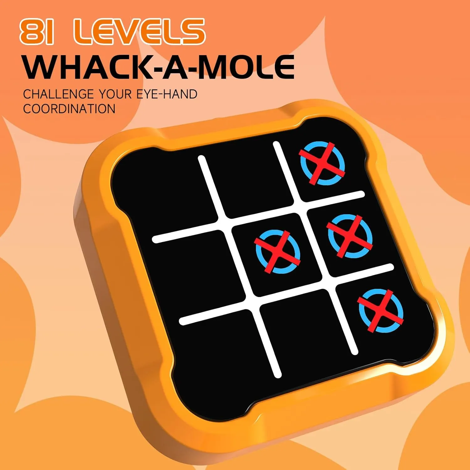 Electronic Tic Tac Toe Game, 4-in-1 Handheld Digital Tic Tac Toe Bolt Game, Portable Travel Learning Toy for Kids & Adults, Educational Memory Games for Ages 3 , Ideal Gift for Boys Girls, Orange