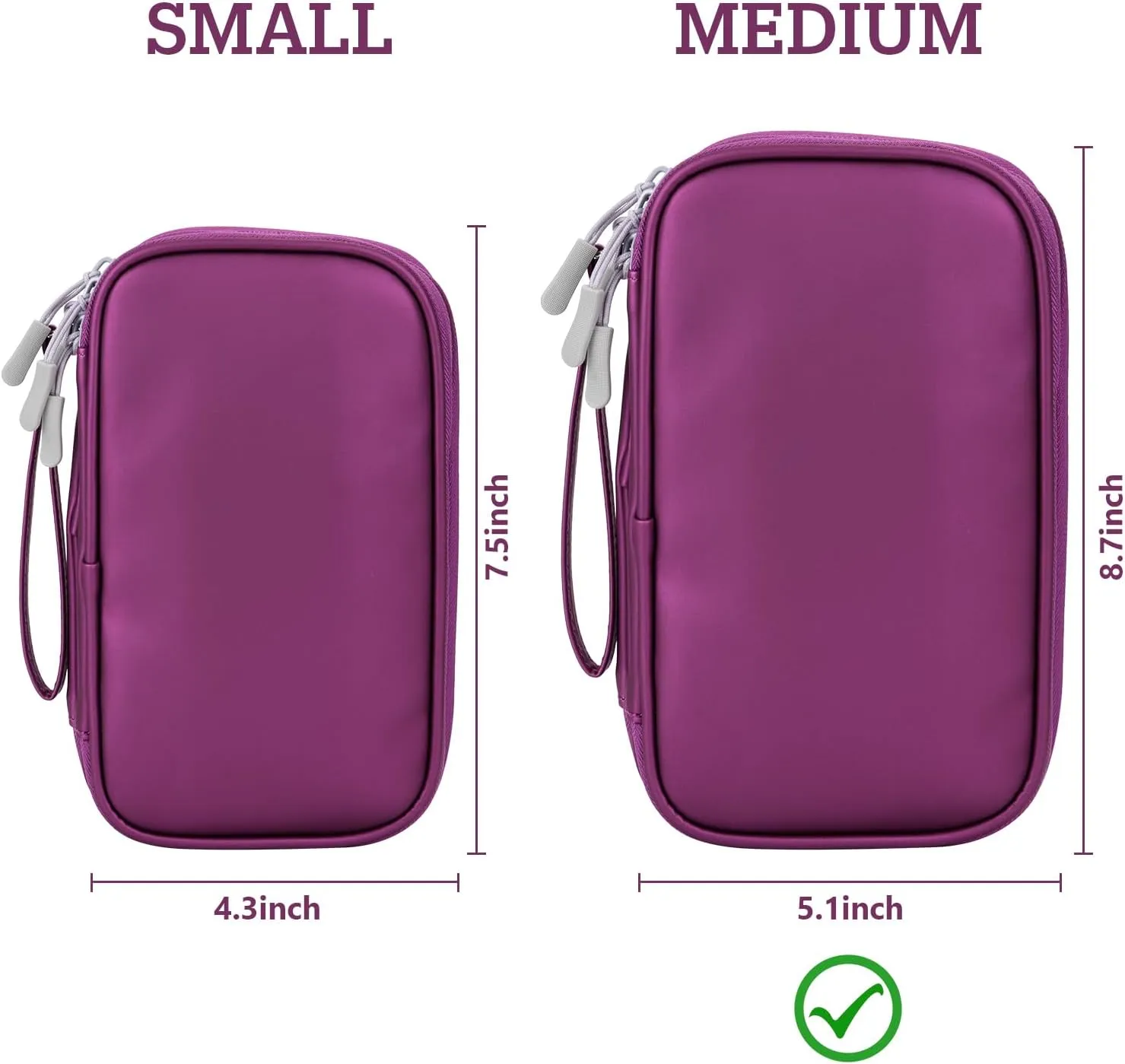 Electronics Organizer Travel Case, Carry On Essentials Pouch Bag for Tech Accessories, Cable, Chargers & Cords (Purple, Medium)