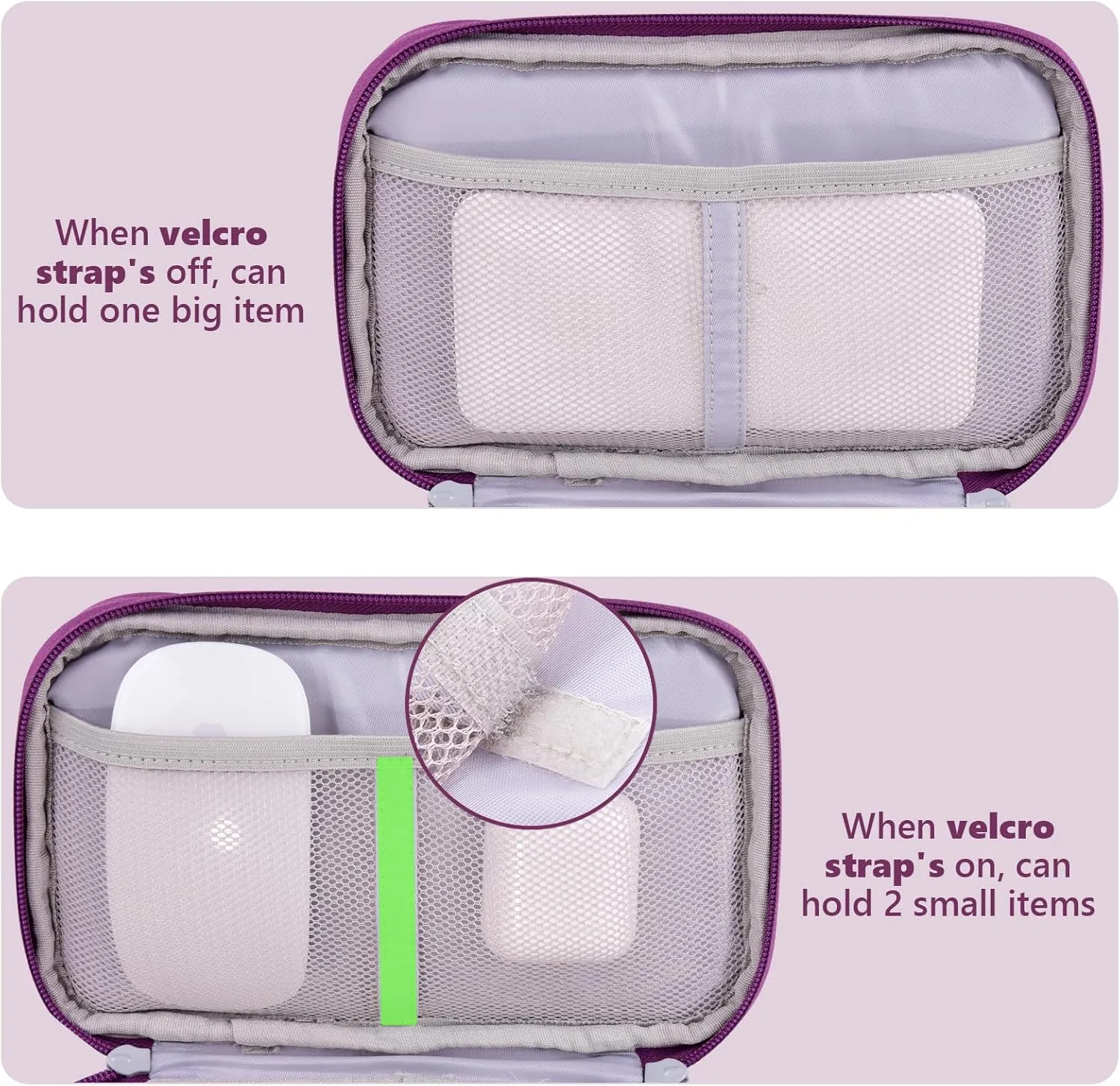 Electronics Organizer Travel Case, Carry On Essentials Pouch Bag for Tech Accessories, Cable, Chargers & Cords (Purple, Medium)