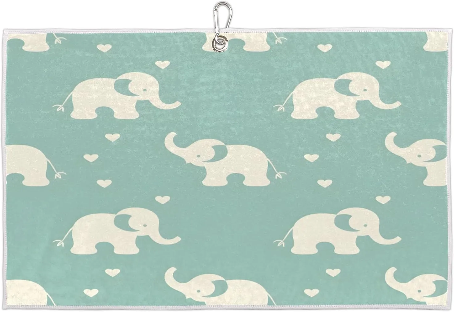 Elephant Love Silhouette Golf Towel with Heavy Duty Carabiner Ultra Absorbent Quick Dry Perfect for Cleaning Clubs Balls Gear Essential Golf Accessory for Men Women Kids
