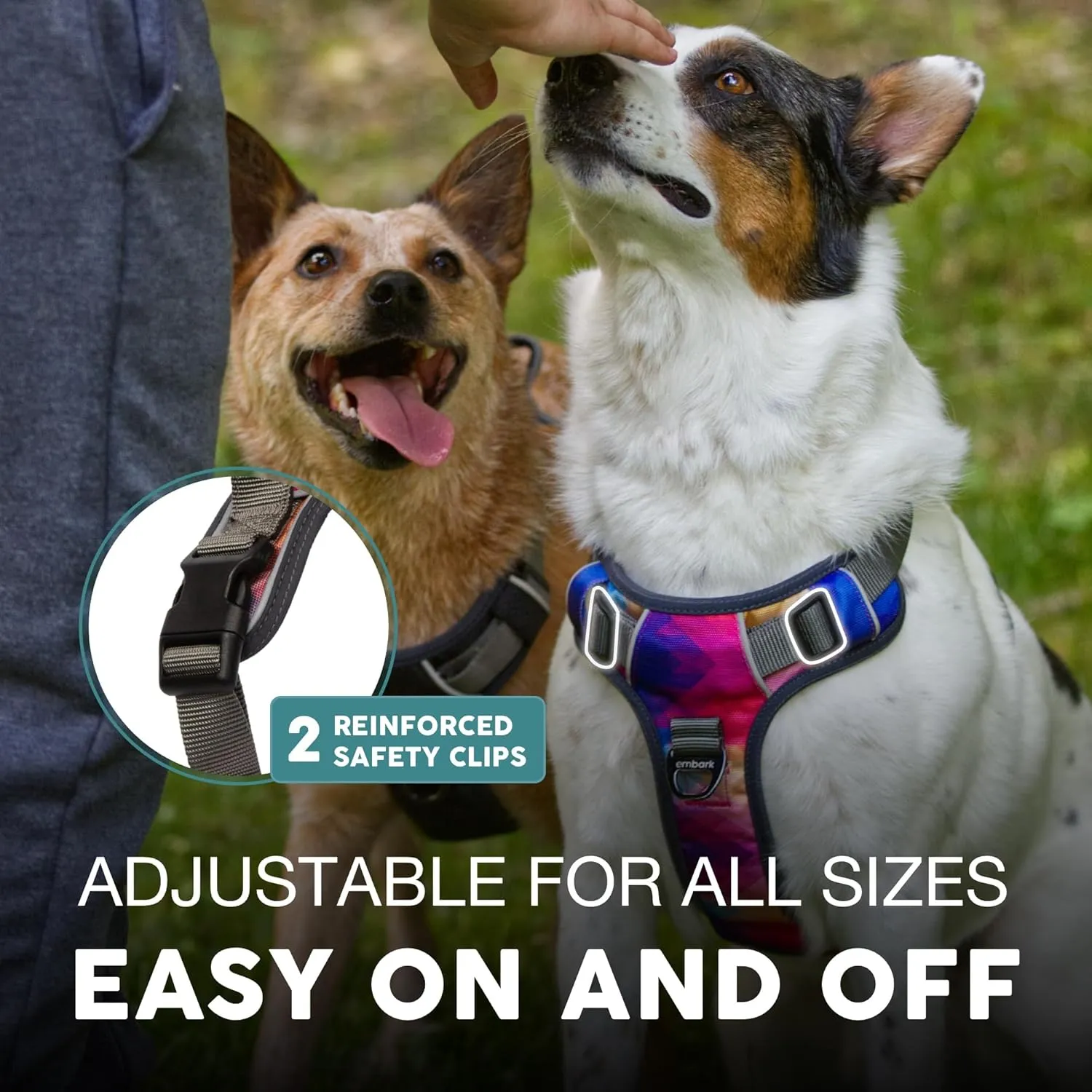 Embark Adventure Dog Harness, Reflective Trim No Pull Harness for Medium Sized Dog - Military Grade Nylon, Front Clip with Gel Lined Handle. Soft & Padded Puppy