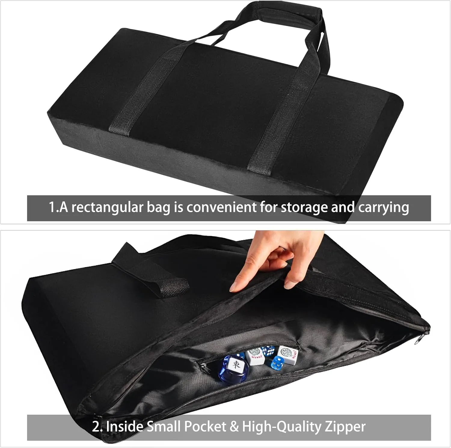 Empty Mahjong Bag with A Wrapper for Racks And a Extra Bag for Tiles (Case Only, Black)