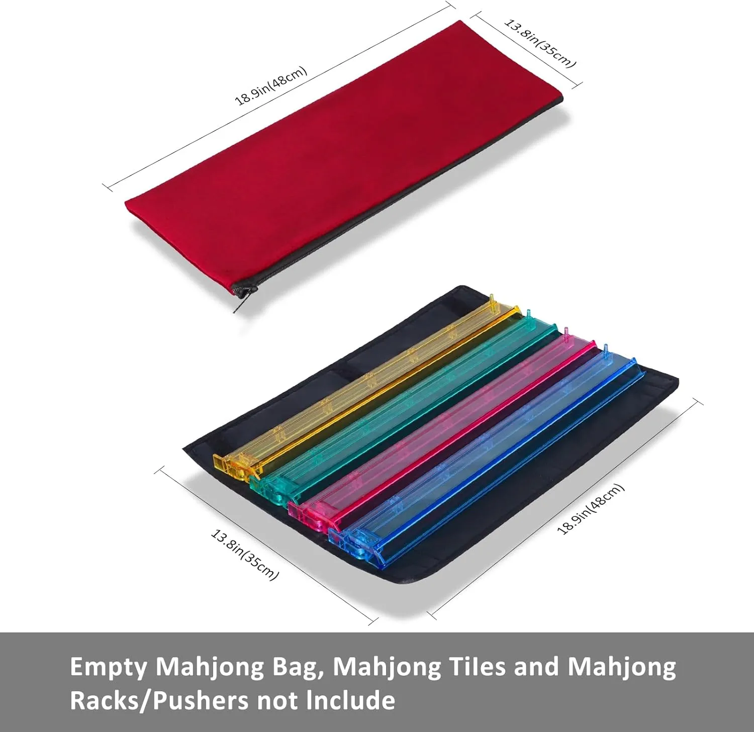 Empty Mahjong Bag with A Wrapper for Racks And An Extra Bag for Tiles (Red, Case Only)
