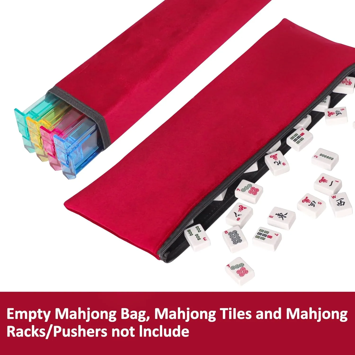 Empty Mahjong Bag with A Wrapper for Racks And An Extra Bag for Tiles (Red, Case Only)
