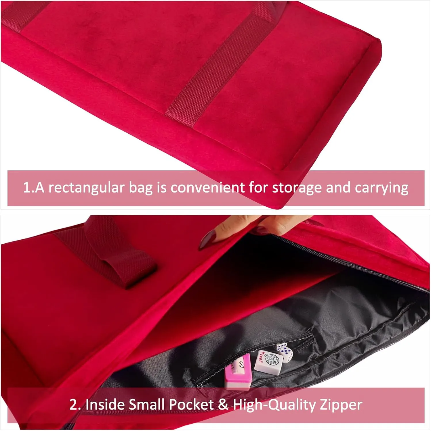 Empty Mahjong Bag with A Wrapper for Racks And An Extra Bag for Tiles (Red, Case Only)