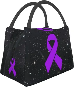 Eosinophilic Disorders Awareness Ribbon Lunch Box Large Portable Collapsible Insulated Cooler Lunch Tote for Men Women15, Black