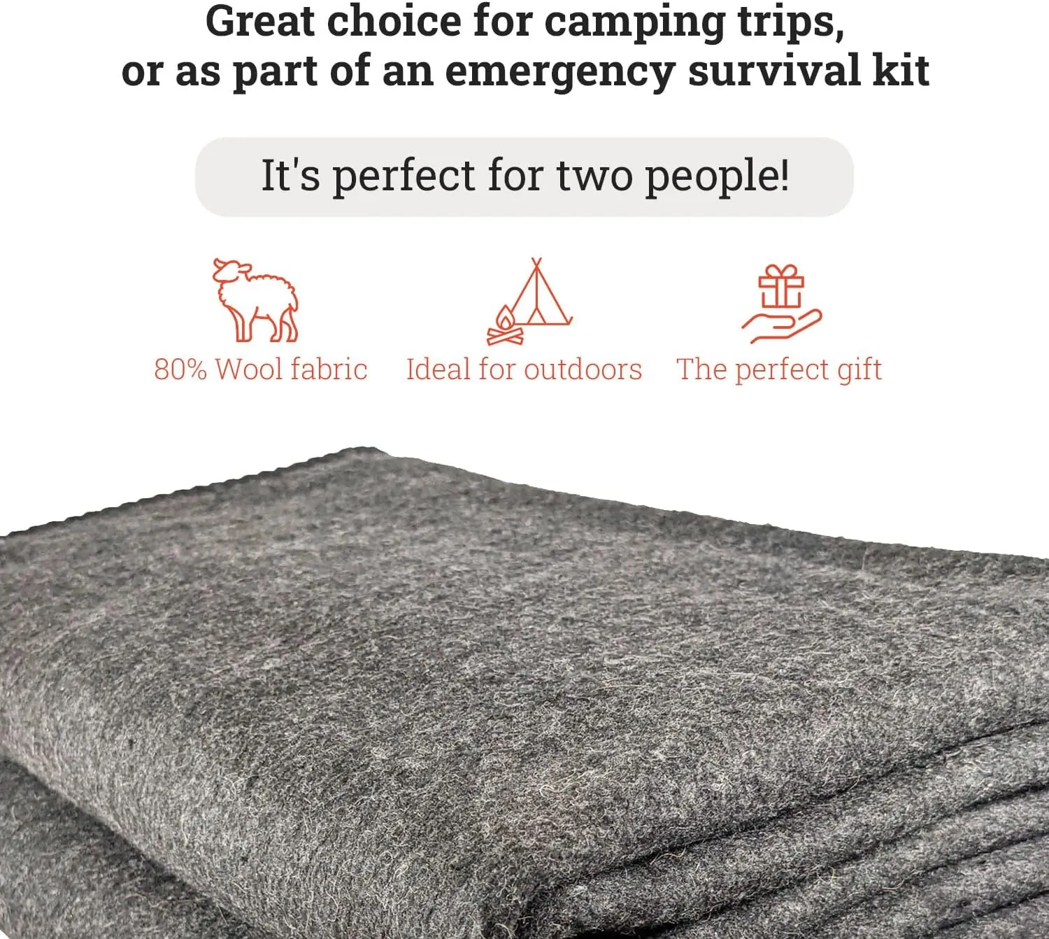 EPG Extra Large Wool Blanket with Zippered Bag | Warm, Comfortable, Stylish, Military | XL Queen/King - 72 x 92 in, 80% Wool, 5.35 lbs | Camping, Outdoor, Bedding, Emergency, Survival, Cabin, RV