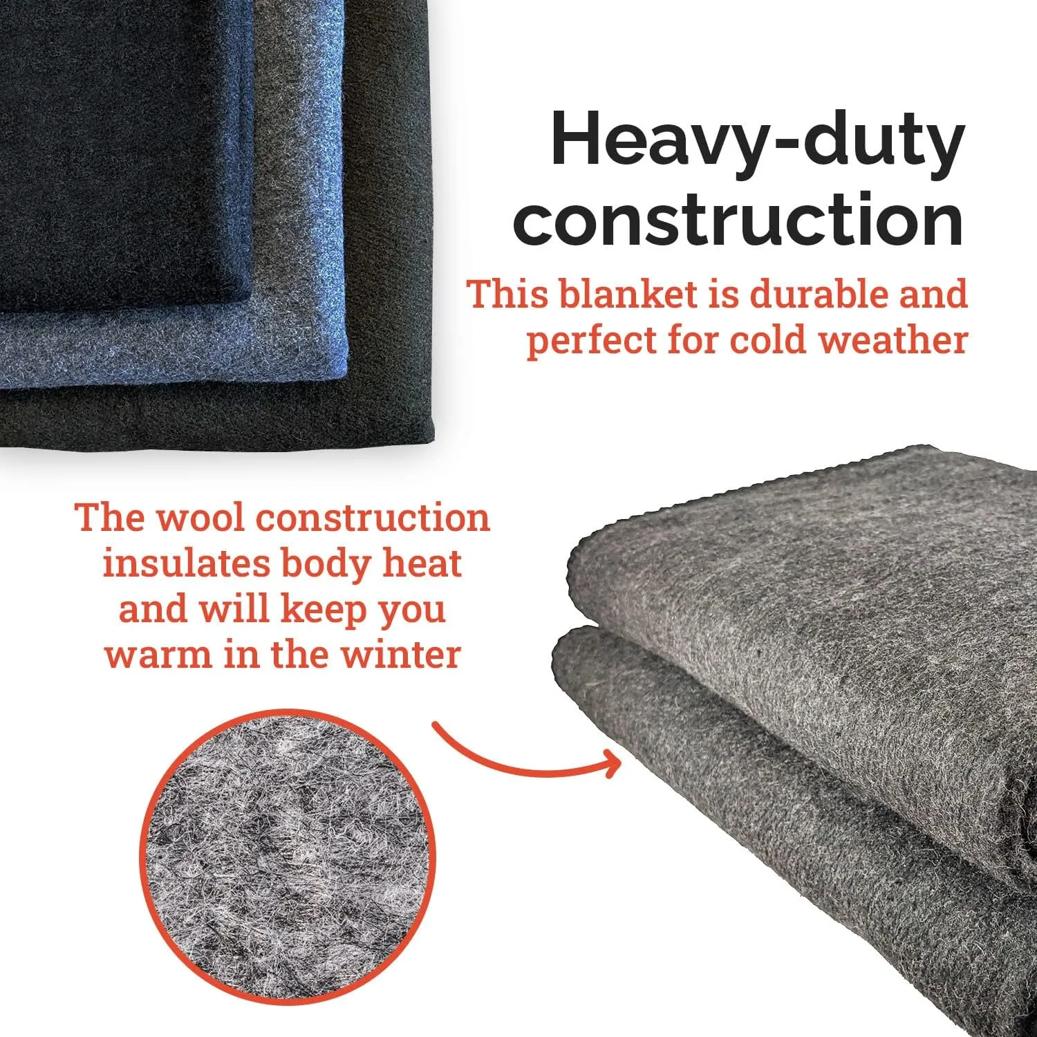 EPG Extra Large Wool Blanket with Zippered Bag | Warm, Comfortable, Stylish, Military | XL Queen/King - 72 x 92 in, 80% Wool, 5.35 lbs | Camping, Outdoor, Bedding, Emergency, Survival, Cabin, RV