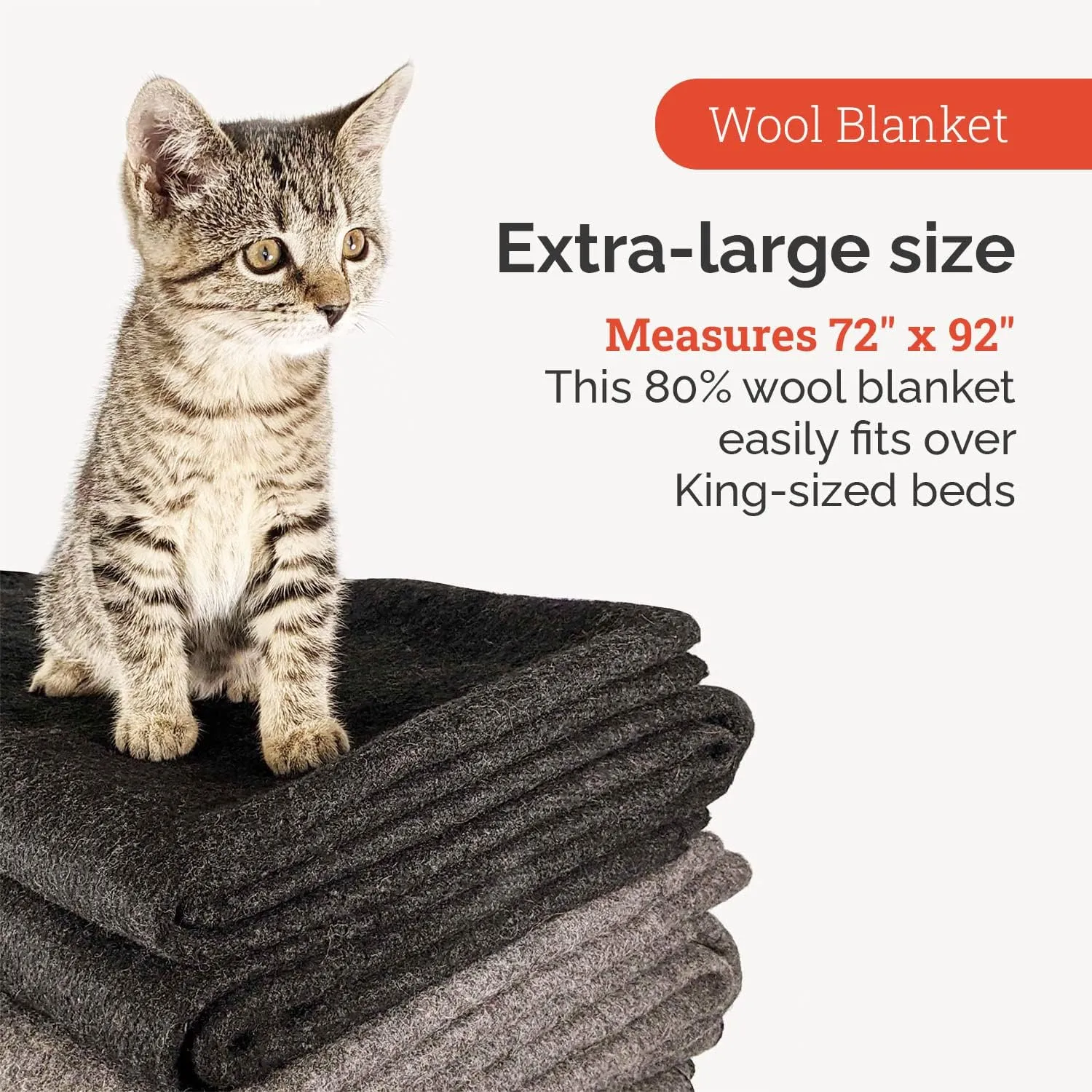 EPG Extra Large Wool Blanket with Zippered Bag | Warm, Comfortable, Stylish, Military | XL Queen/King - 72 x 92 in, 80% Wool, 5.35 lbs | Camping, Outdoor, Bedding, Emergency, Survival, Cabin, RV