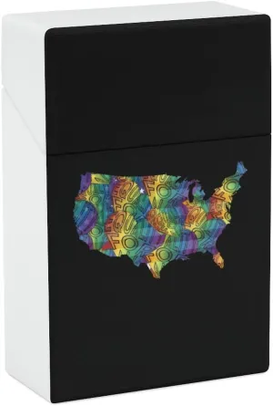 Equality for All U.S.A Map Flag Cigarette Case Fashion Cigarette Pocket Holder Cigarette Box Can Hold A Whole Pack of 20 One-Hand Operate