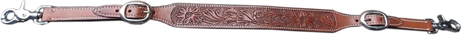 Equestrian Curved Decorative Custom Wither Strap with Stainless Steel Buckle (Tan/Brown)