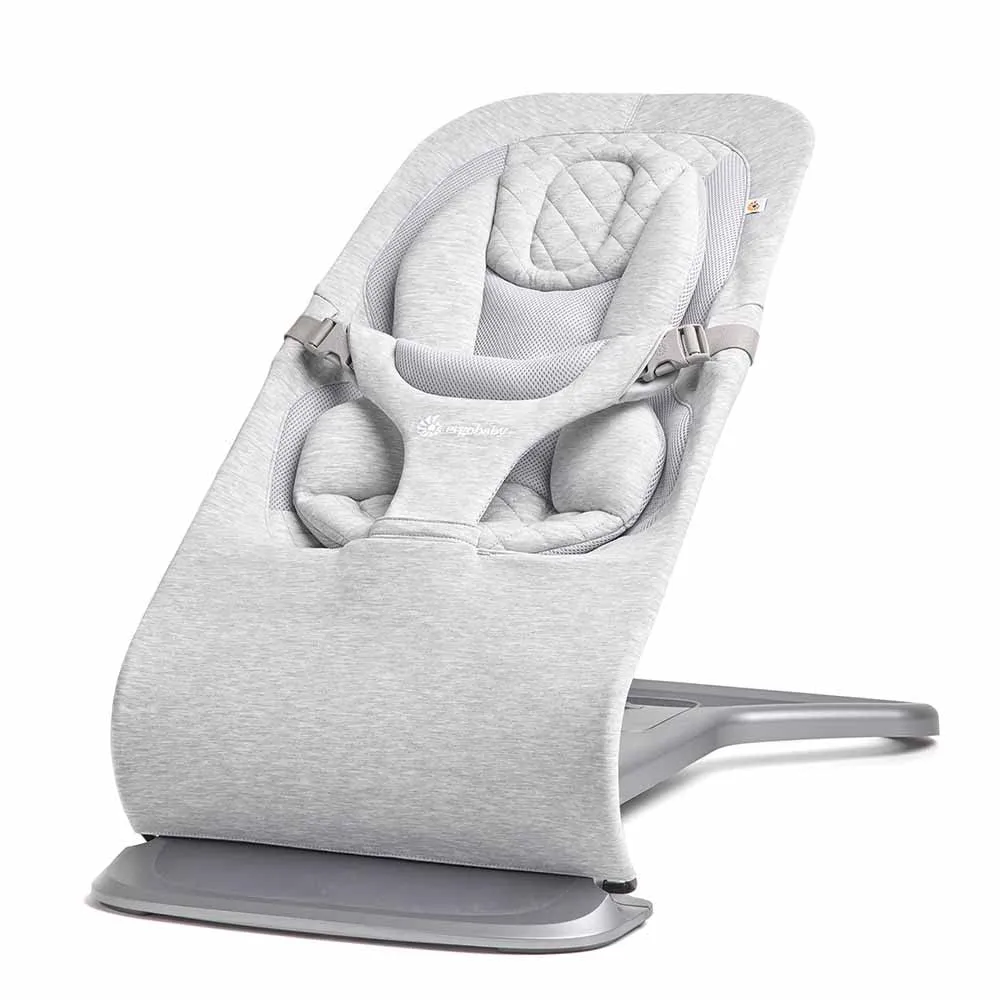 Ergobaby Evolve 3-in-1 Bouncer & All Carry Positions Breathable Mesh Baby Carrier with Enhanced Lumbar Support & Airflow (7-45 Lb), Omni Breeze, Pearl Grey