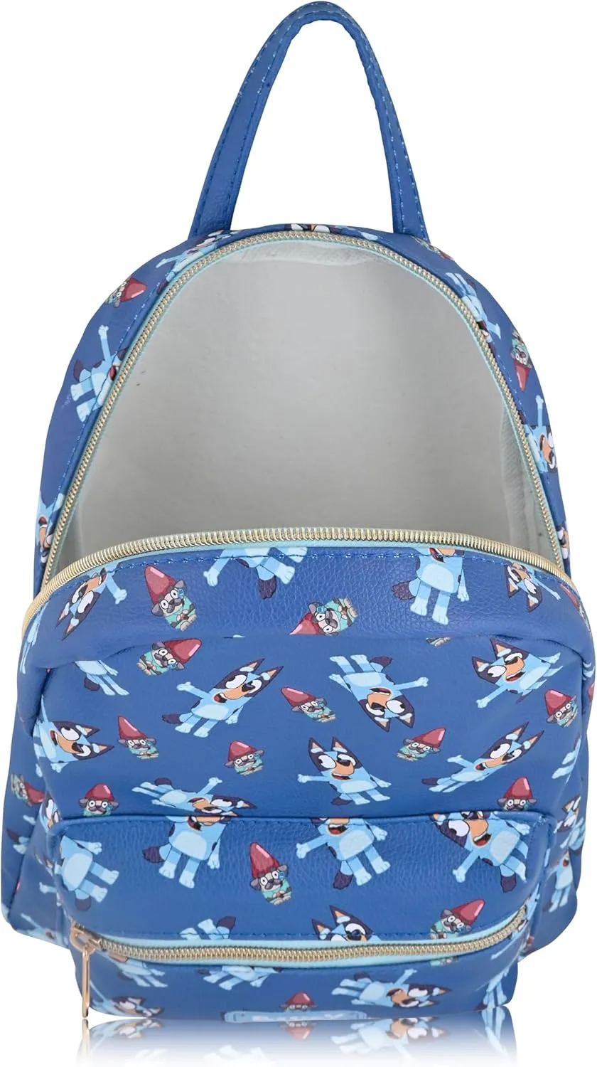 Fast Forward Bluey Backpack - Unisex Mini Backpack for Boys & Girls | Cute PU Leather, 10" Bluey Bag