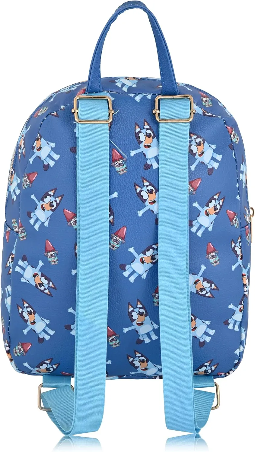 Fast Forward Bluey Backpack - Unisex Mini Backpack for Boys & Girls | Cute PU Leather, 10" Bluey Bag
