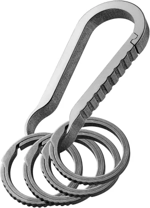 FEGVE Titanium Quick Release Key Chain Clip with 4 Key Ring, Heavy Duty Small Carabiner Keychain Clip for Men and Women