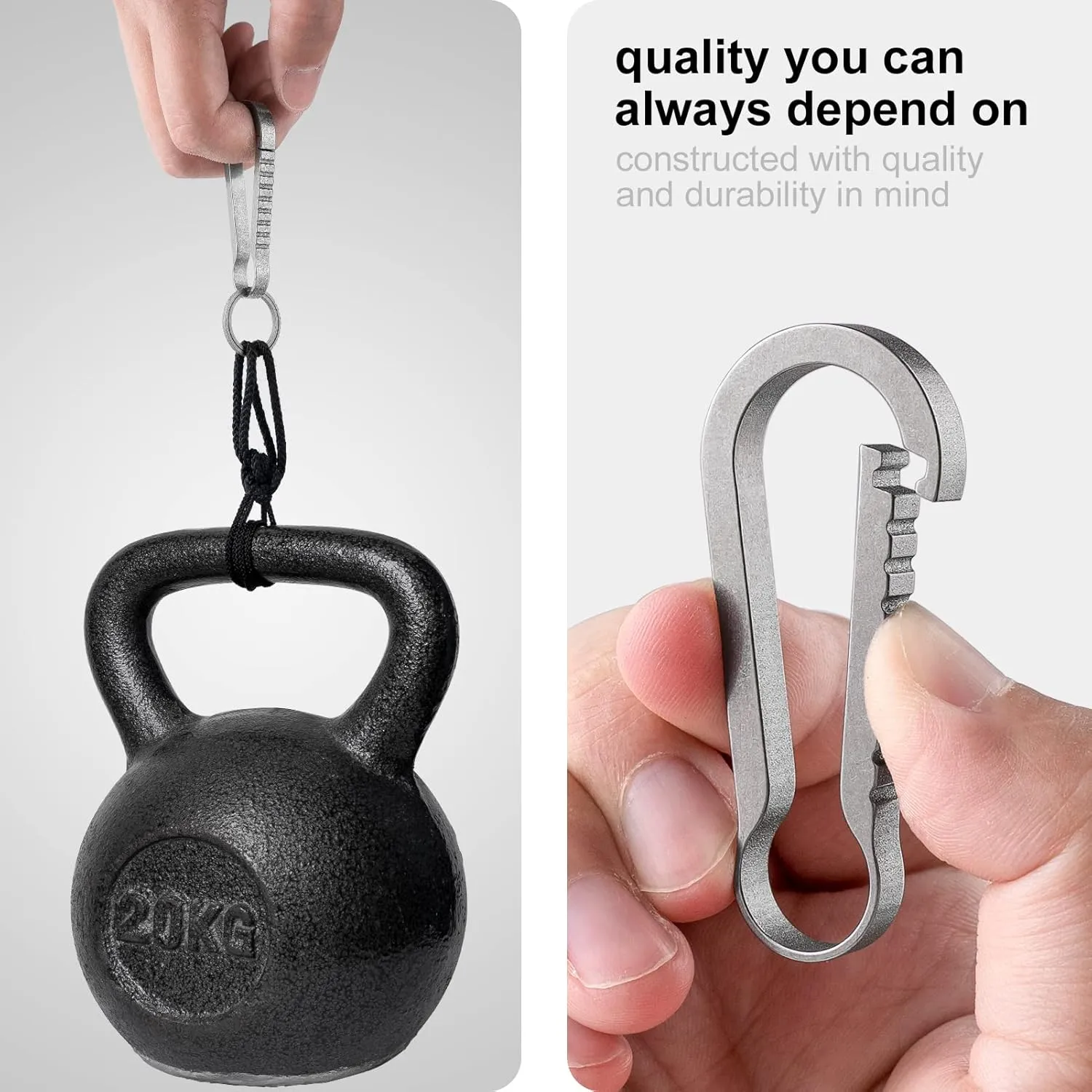 FEGVE Titanium Quick Release Key Chain Clip with 4 Key Ring, Heavy Duty Small Carabiner Keychain Clip for Men and Women