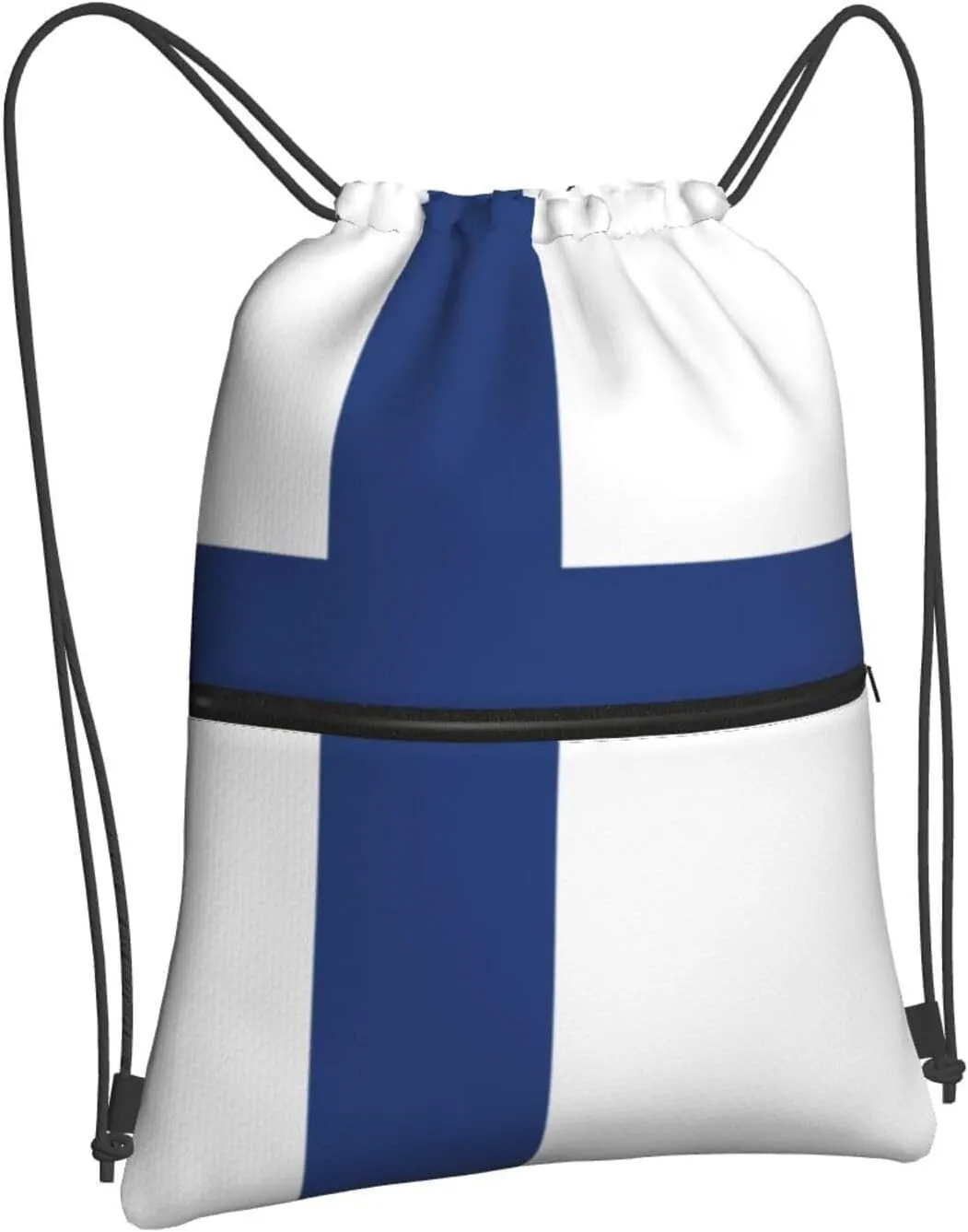Finnish Flag Drawstring Backpack For Bike Riding, String Cinch Bag For Men Women