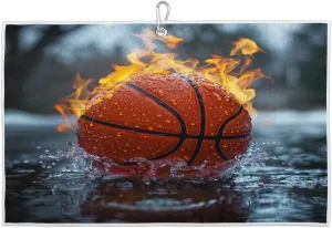 Fire Water Basketball Golf Towel Microfiber Golf Sport Towels for Women Men Golf Bag Accessory with Carabiner Clip Ultra Absorbent Golfing Gear 15" x 24" Golf Towels Hold Golf Carts or Clubs