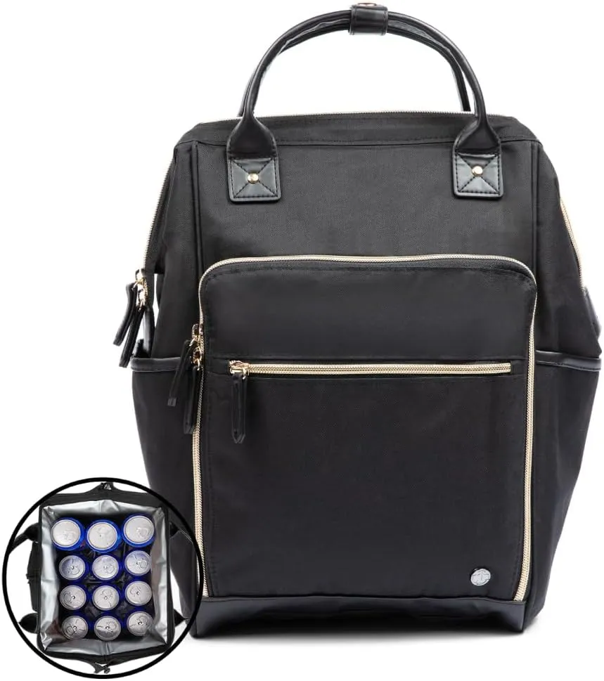 First Lifesaver Backpack Cooler, Lunch Bag with Insulated Leak-Proof Thermal for Women, Nurses, Nursing Students (Black Gold)