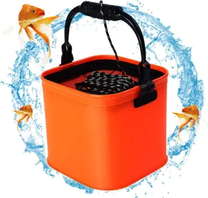 Fishing Bag, Folding Fishing Box, Collapsible Fishing Bait Box with Net Camping Water Container Bait Bucket Bait Box Fishing Fish Transport Container Bait Boat Bag for Fishing Accessory 20x20cm