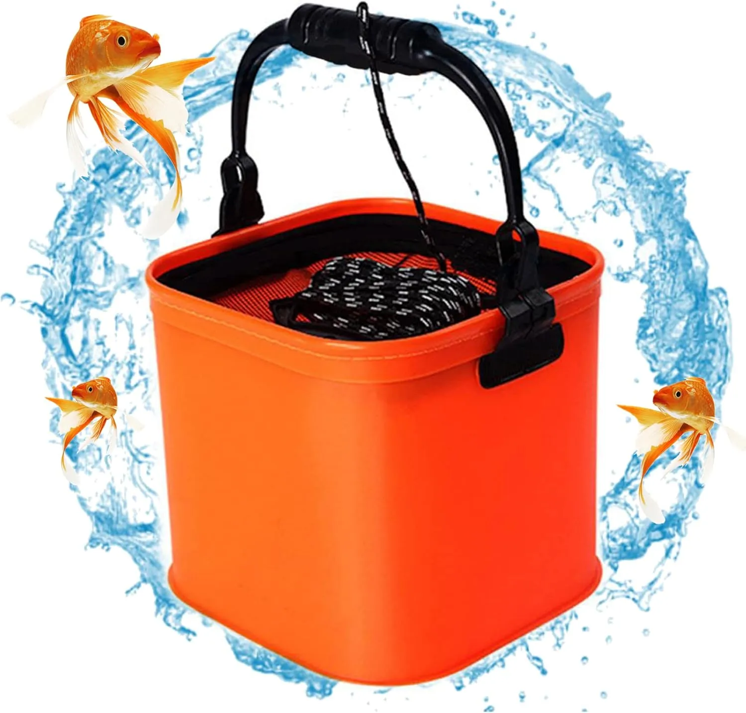 Fishing Bag, Folding Fishing Box, Collapsible Fishing Bait Box with Net Camping Water Container Bait Bucket Bait Box Fishing Fish Transport Container Bait Boat Bag for Fishing Accessory 20x20cm