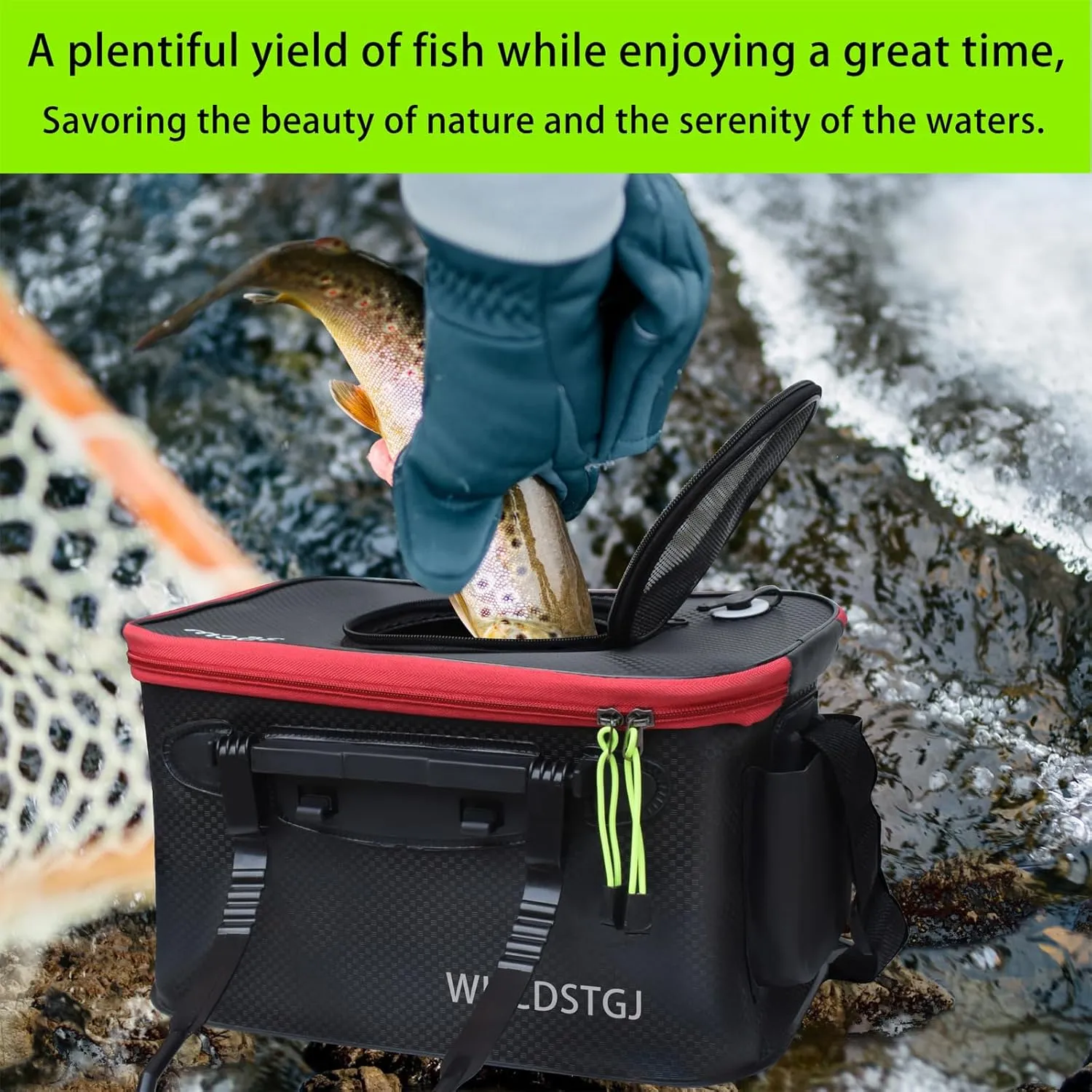 Fishing Bucket, Multifunctional Foldable Portable Fishing Bucket, and 8 Gallon EVA Fish Bucket are Suitable for Storing Live Fish and Fresh Fish Bait. (size8gallon)