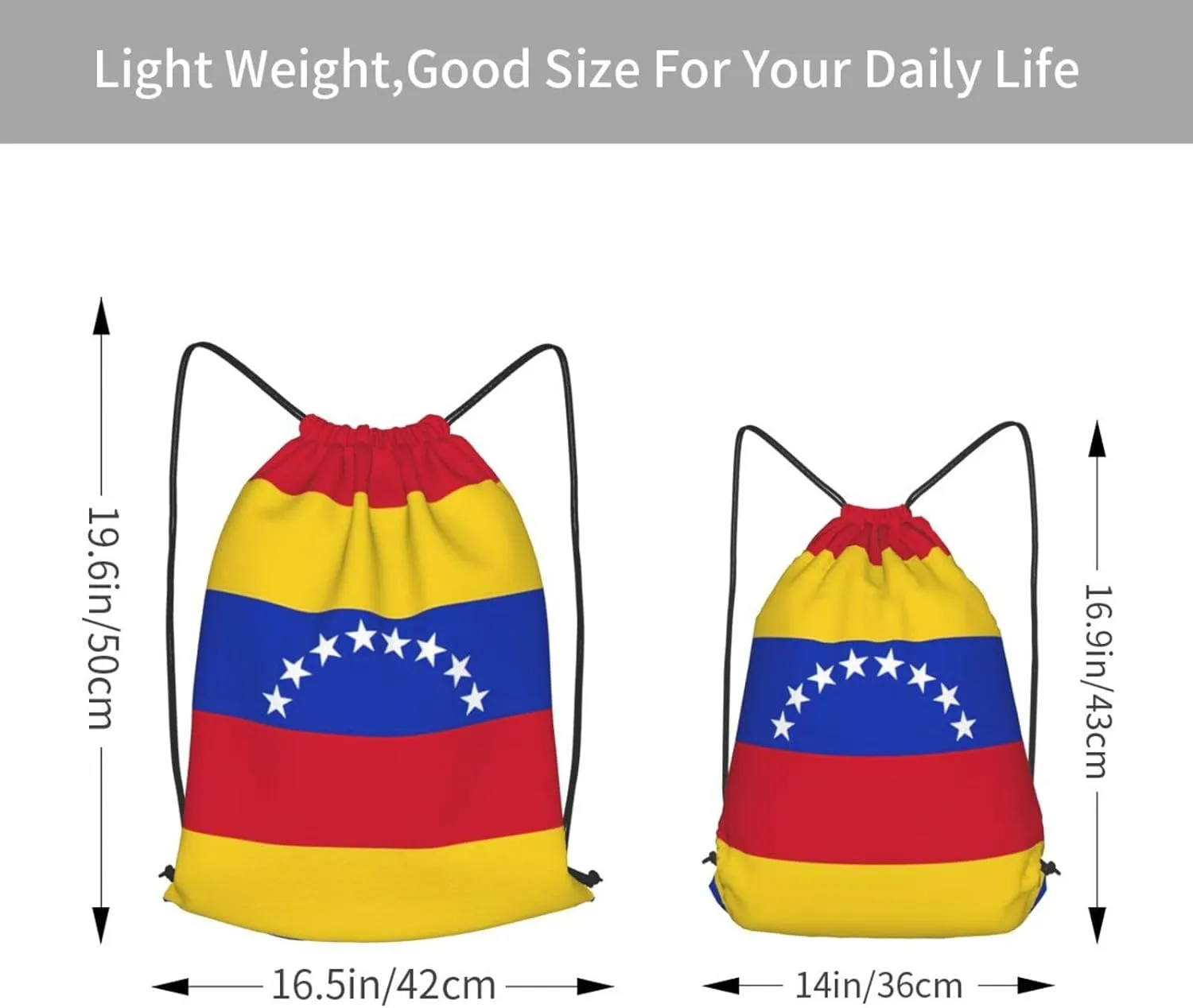 Flag Of Venezuela Drawstring Cinch Backpack Polyester Sack Pack String Bag For Hiking Camping Adventure