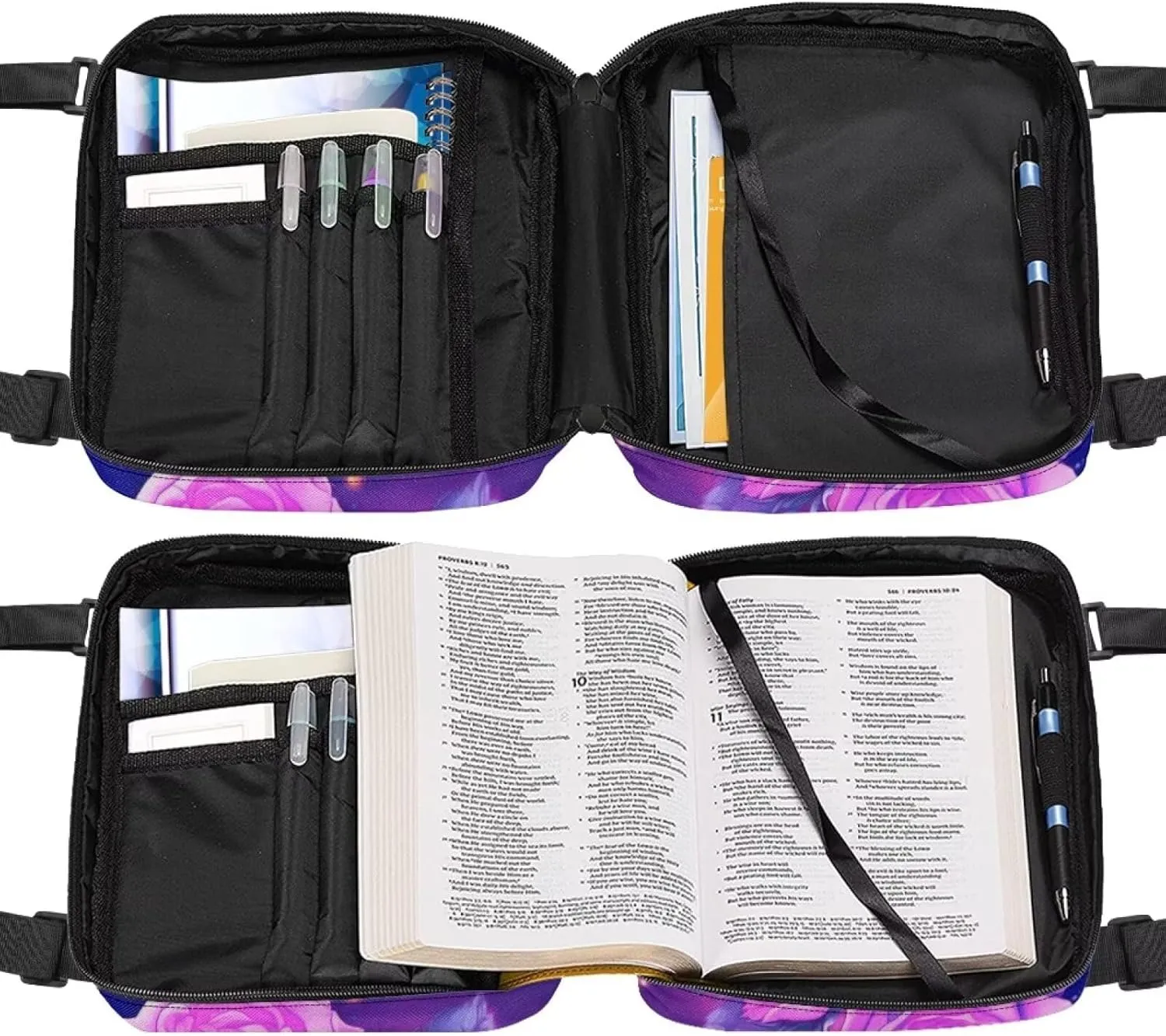Flashideas Bible Covers for Women Zippered Bible Bag with Adjustable Shoulder Strap Multifunctional Bag