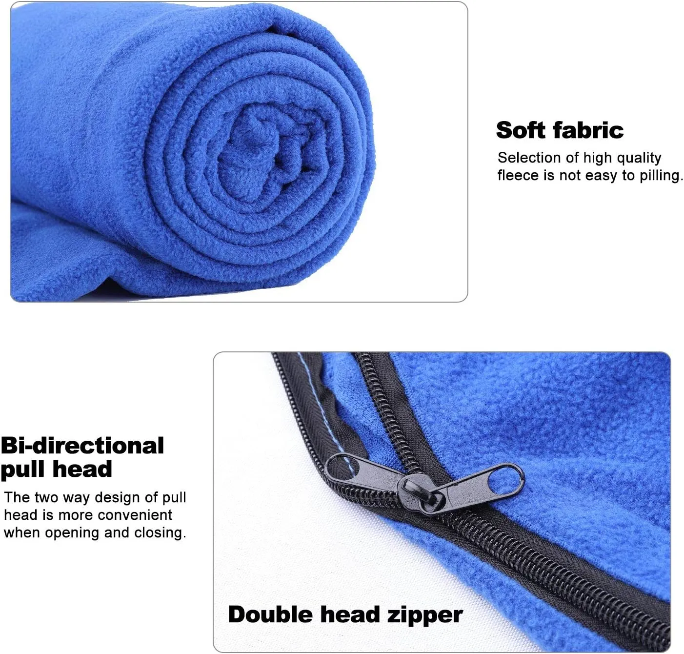 Fleece Sleeping Bag Liner Travel Sheet Camping Sleep Sack Ultralight Zippered Storage Bag Full Sized Zipper Backpacking Blanket for Traveling, Camping, Hiking, Outdoor Activities