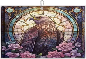 Flower Bird Vintage Watercolor Golf Towel with Heavy Duty Carabiner Clip Quick Dry Ultra Absorbent Club Ball Cleaning Towel Golf Accessories for Men Women