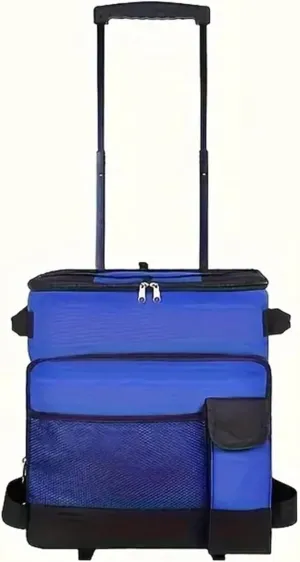 Foldable Cooler - 43L Large Space Insulated Cooler Bag, Double-Layer Design Soft-Sided Cooler, Portable Rolling Cooler, Waterproof Oxford Cloth and Aluminum foil