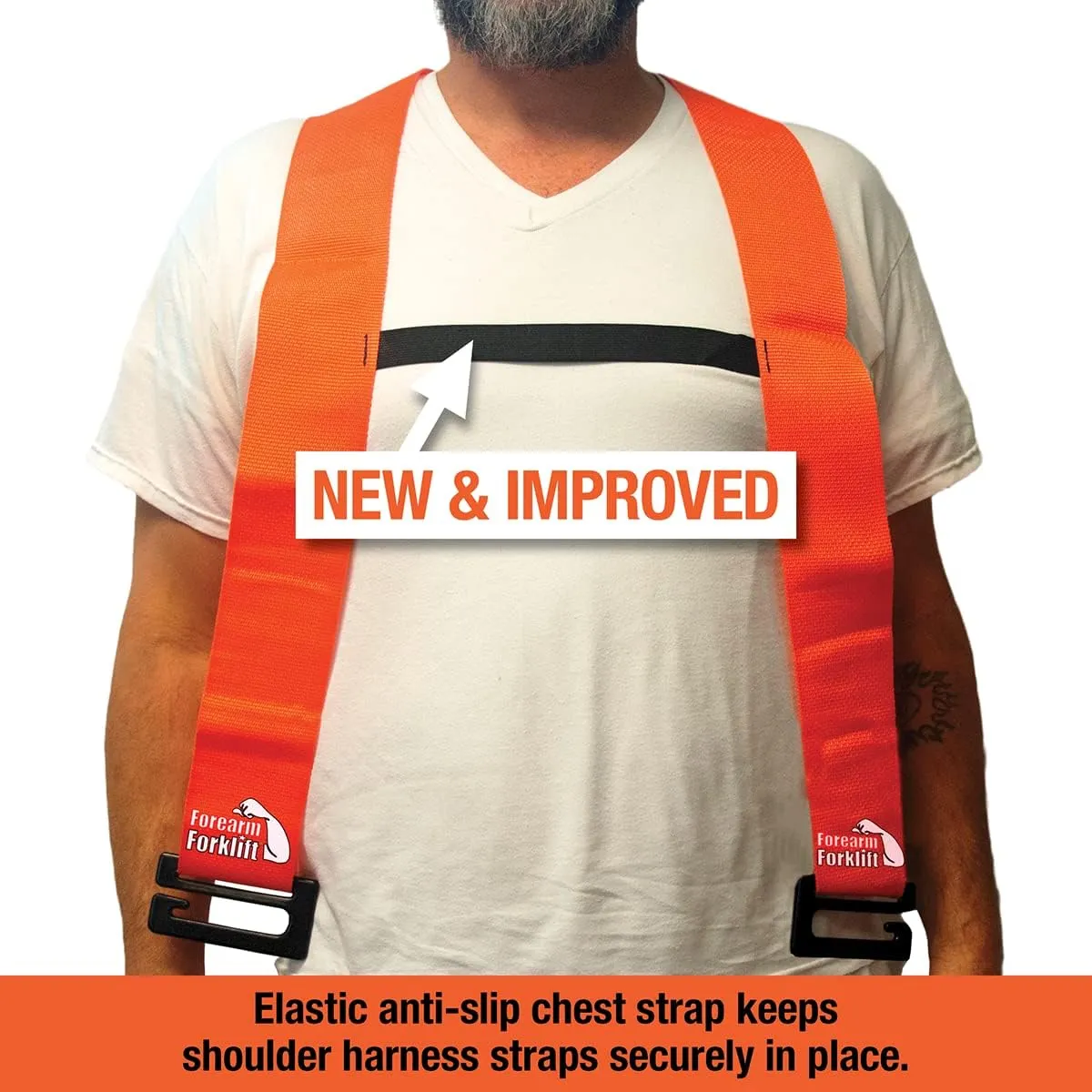 Forearm Forklift Shoulder Harness – Orig. Model - Lift and Move Furniture, appliances, Supports up to 800 lb. Moving Harness Set, 2 Harnesses and 2 Center Straps That are ea 9’4” Long, 1 Pack, Orange