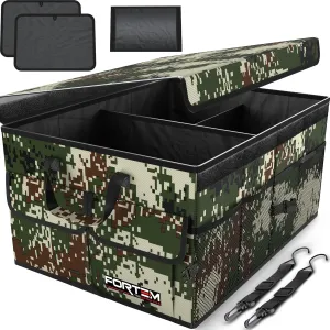 FORTEM Car Trunk Organizer, Collapsible Multi Compartment SUV Organizer, Foldable Storage for Car Accessories for Women Men, 600D Oxford, Non Slip Bottom, Securing Straps, Soft Cover (65L)