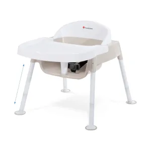 Foundations Secure Sitter 7-13" Adjustable Height Feeding Chair, 1 Pack, Stable “No Tip” Feet, 3-Point Adjustable Harness, Removable Tray, Easy to Clean, Smooth Plastic (White/Tan)