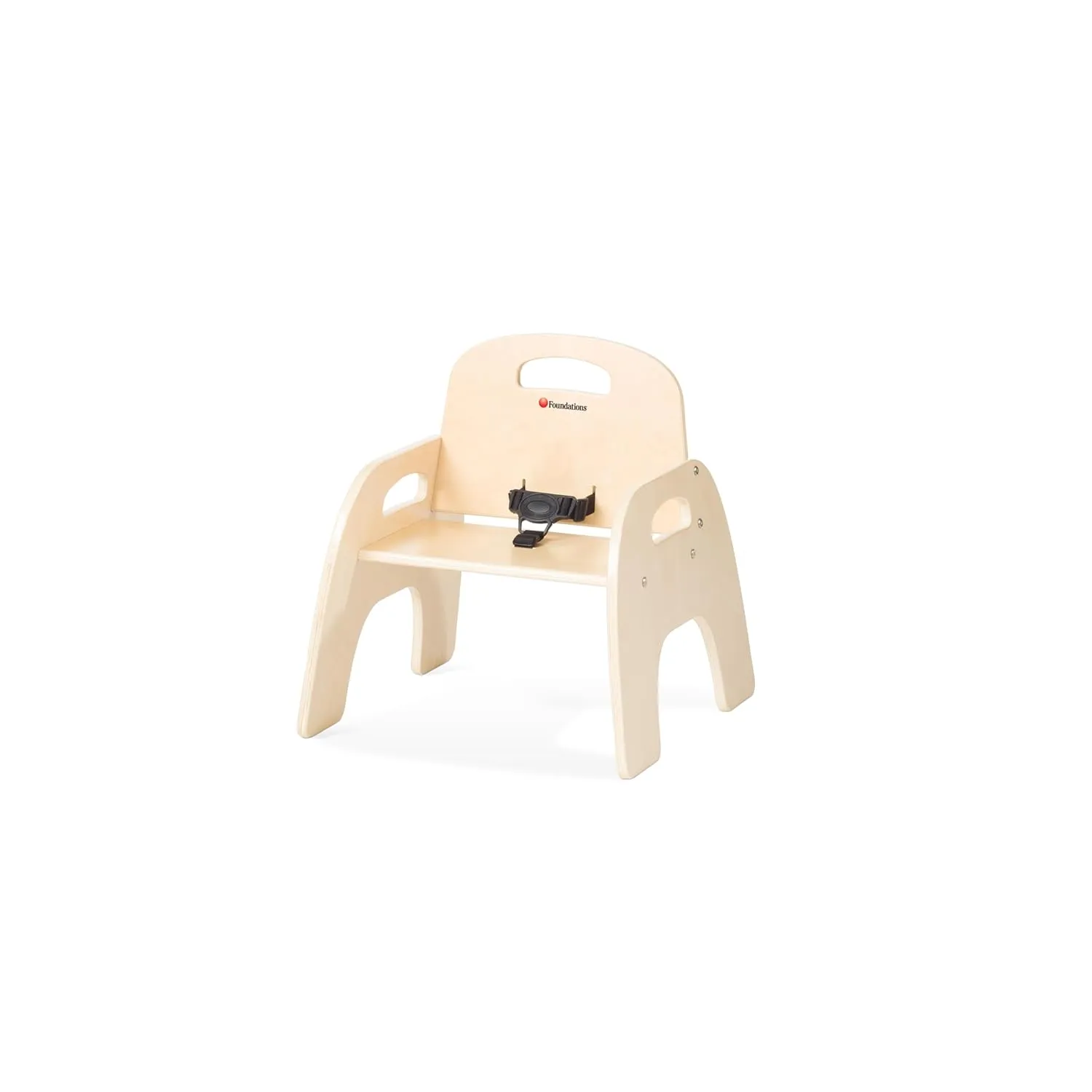 Foundations Simple Sitter Low Wood Feeding Chairs Multipack, Wide No-Tip Base, Adjustable Safety Harness, Stackable Wood Toddler Chairs with Food Service Grade Finish, 2 Pack (11 inch)