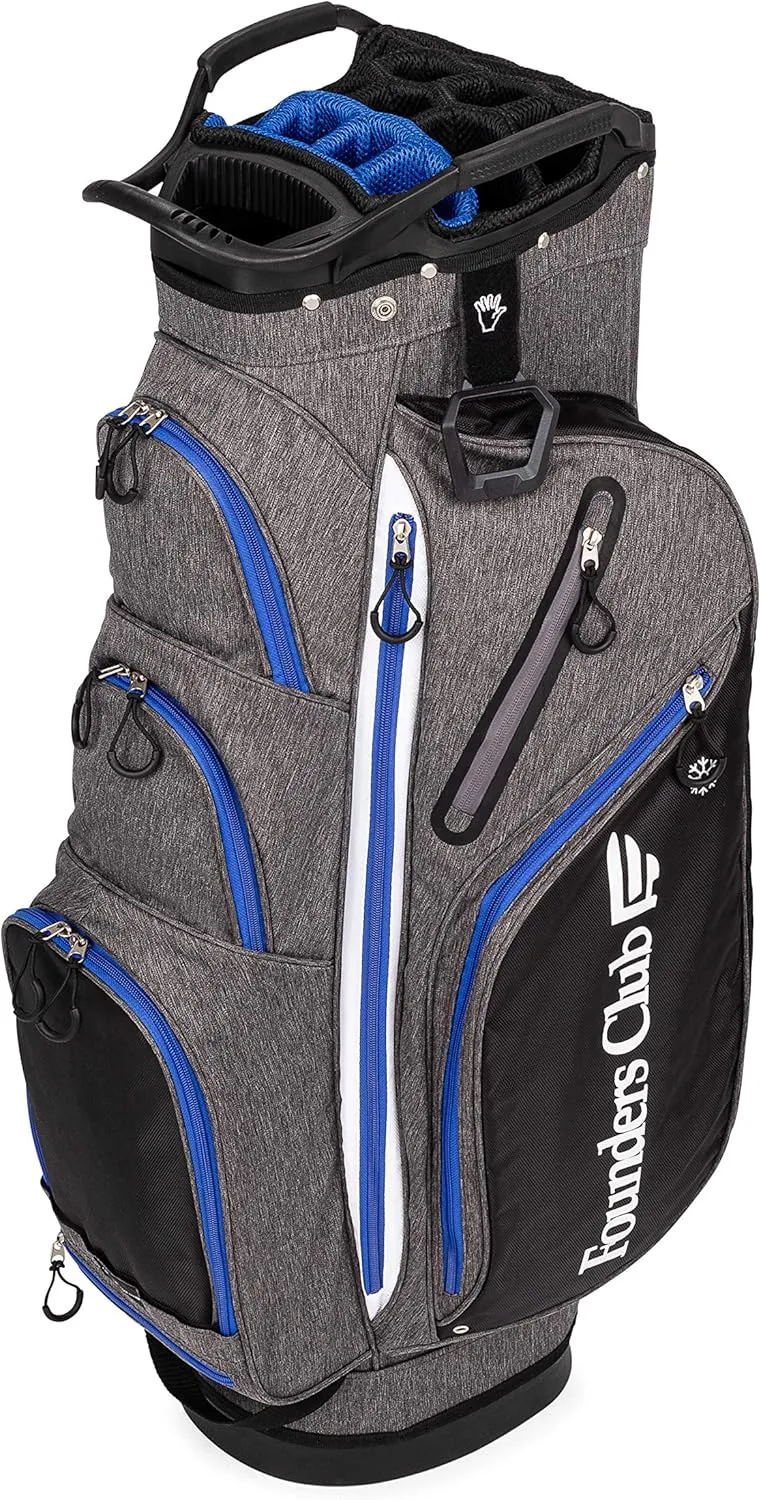 Founders Club Franklin Golf Push Cart Bag -Riding Cart Bag -Full Bag Rain Cover -Secure Push Cart Base -Light Weight -15 Way Full Length Divider-External Putter Tube-Embroidery Panel