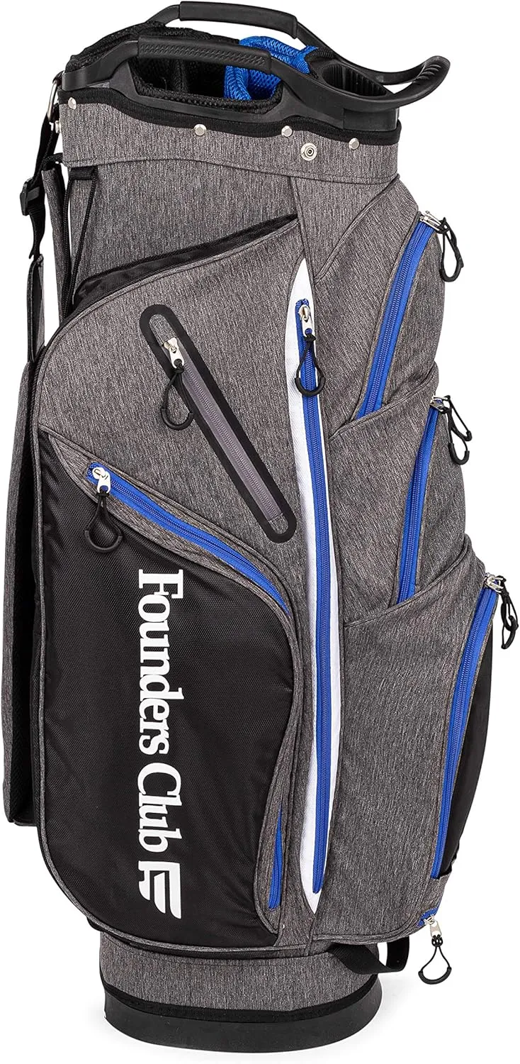 Founders Club Franklin Golf Push Cart Bag -Riding Cart Bag -Full Bag Rain Cover -Secure Push Cart Base -Light Weight -15 Way Full Length Divider-External Putter Tube-Embroidery Panel