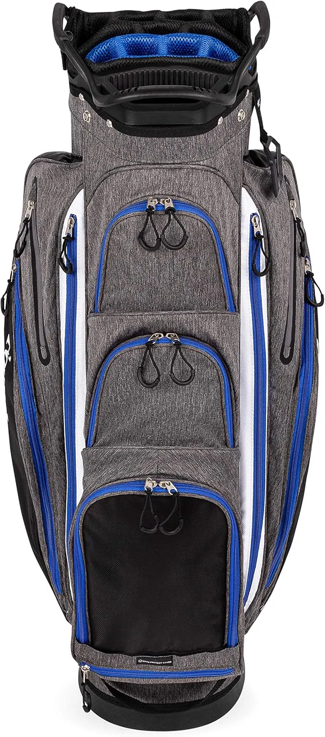 Founders Club Franklin Golf Push Cart Bag -Riding Cart Bag -Full Bag Rain Cover -Secure Push Cart Base -Light Weight -15 Way Full Length Divider-External Putter Tube-Embroidery Panel