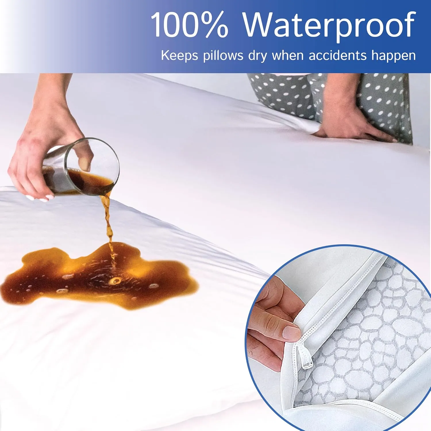Four Seasons Essentials Waterproof King Pillow Protectors (Set of 2) – Zippered Pillow Cover Hypoallergenic Dust Allergy Proof Encasement