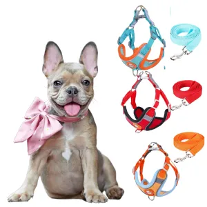 French Bulldog Harness Leash Set – Adjustable Soft Vest No-Pull