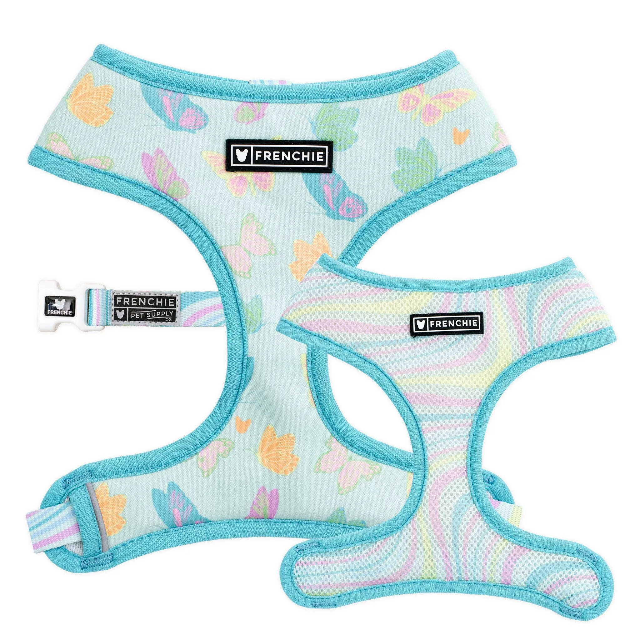Frenchie - Frenchie Duo Reversible Harness - Pastel Butterfly: M