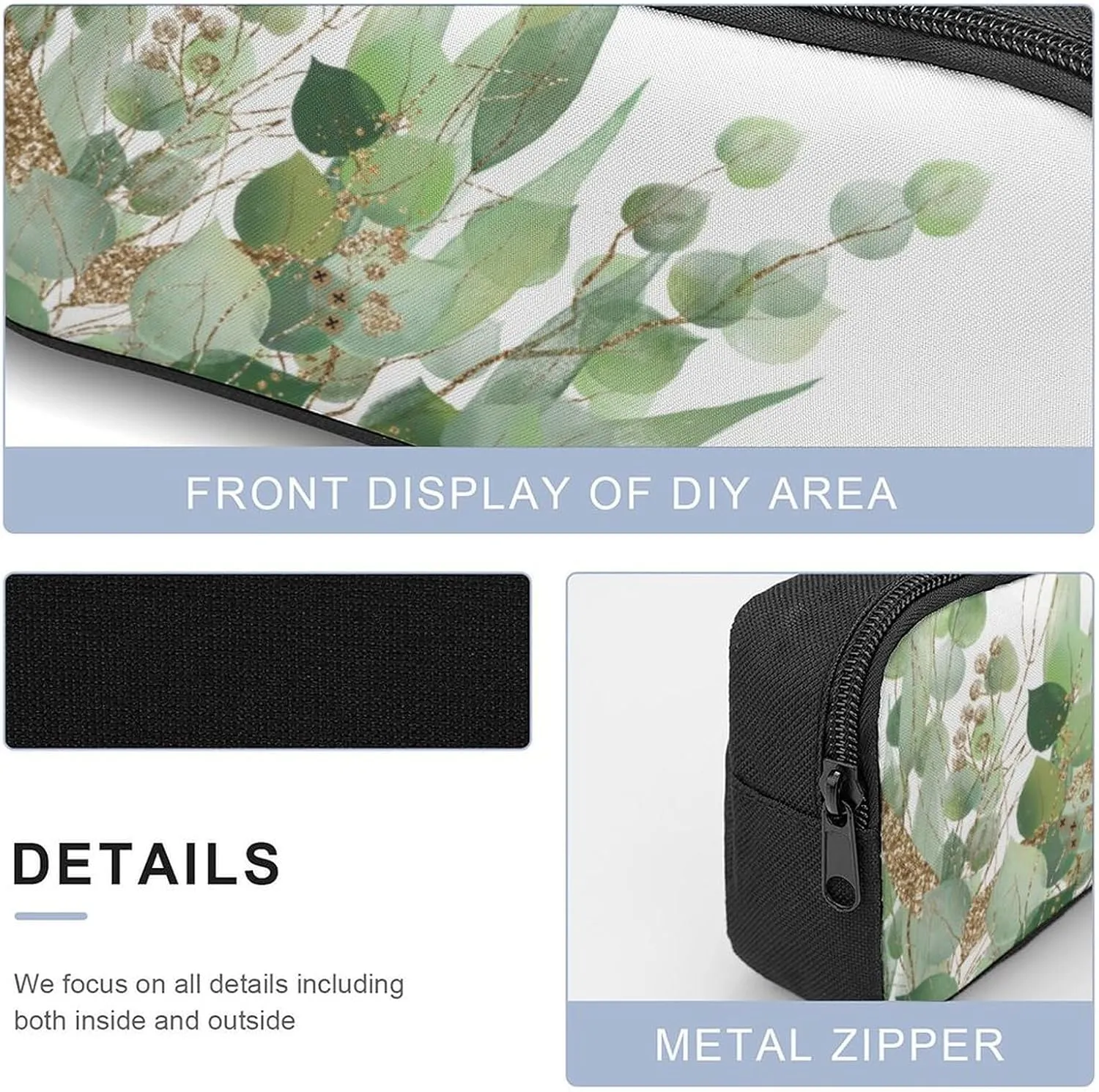 Fresh Sage Green White Shoulder Backpack Diagonal Lunch Bag Pencil Case Set